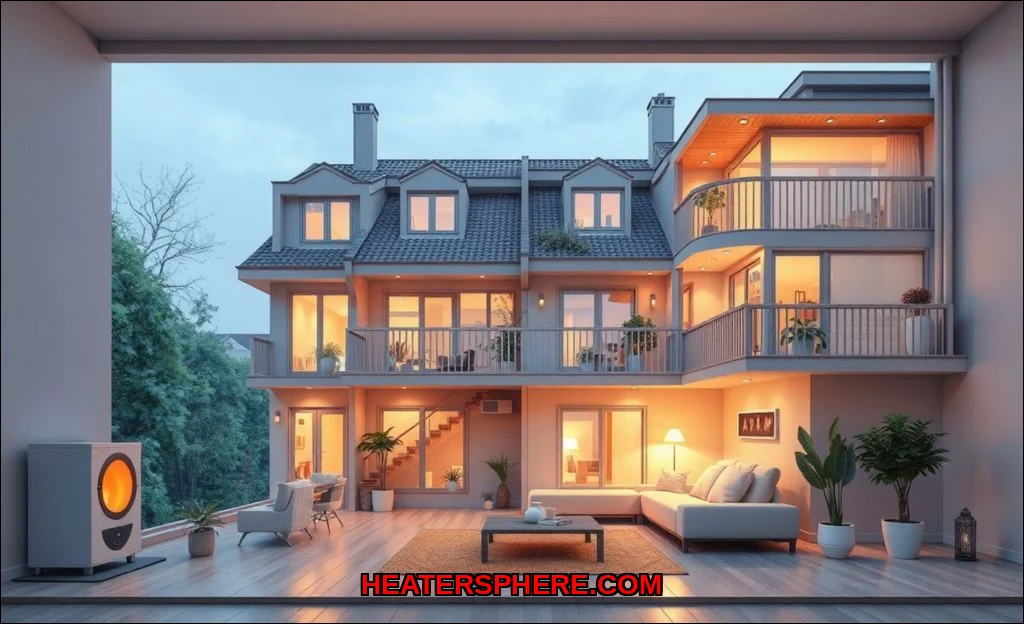 Clean vector illustration of best heating setup fo