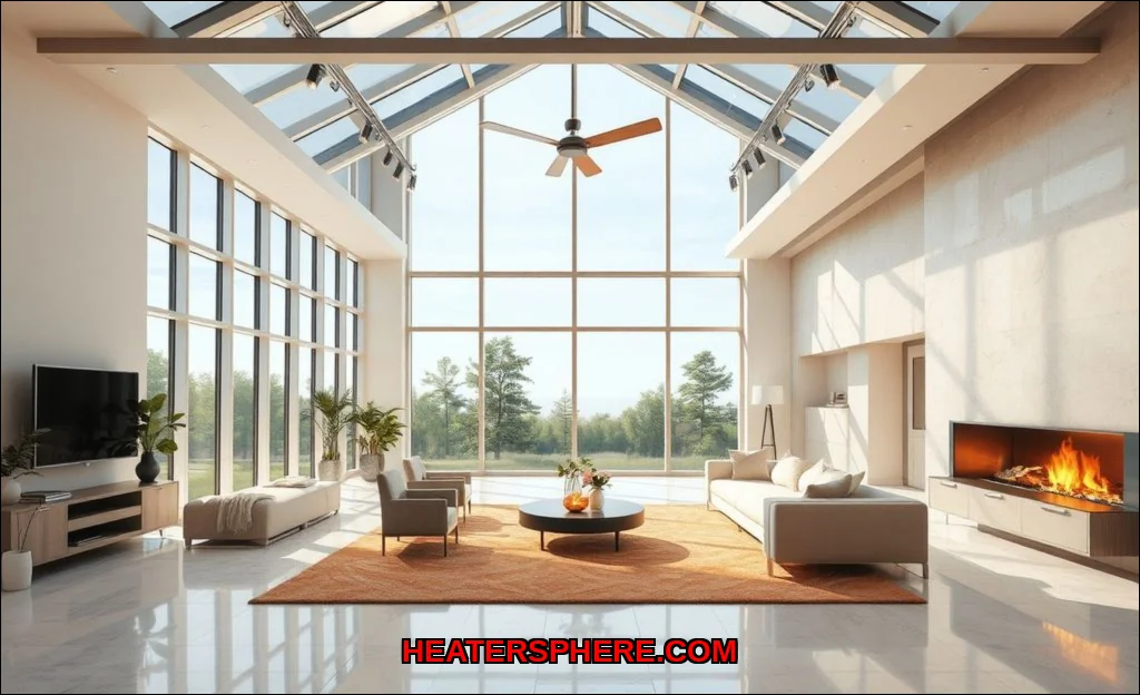 Clean vector illustration of heat large open-plan 
