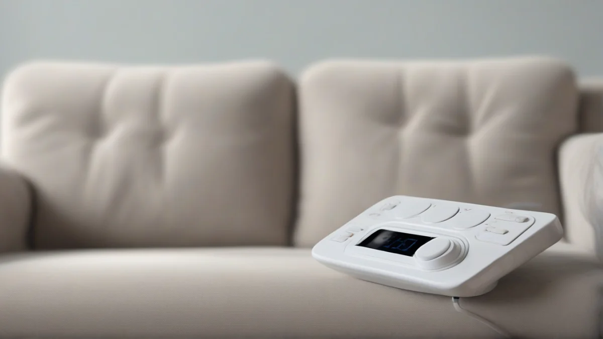 a heated blanket controller with buttons and cord attached