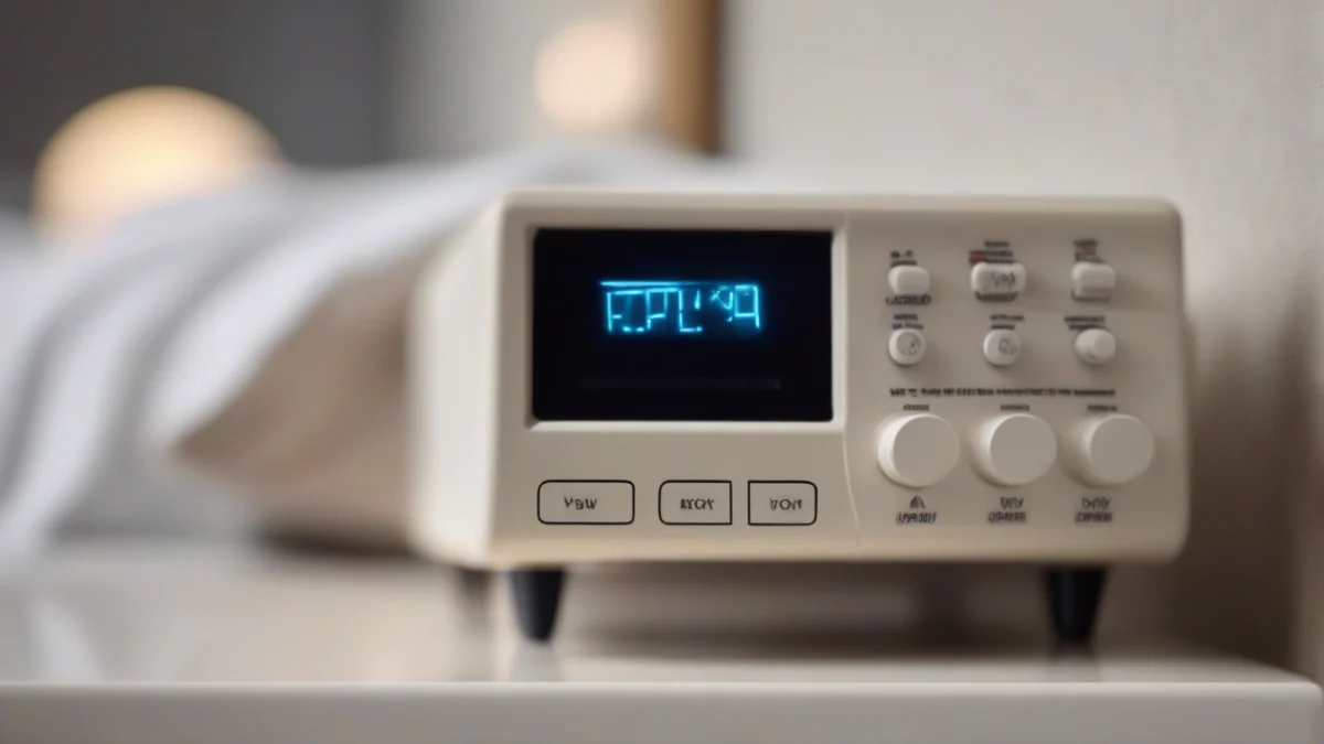a heated blanket controller on a bedside table