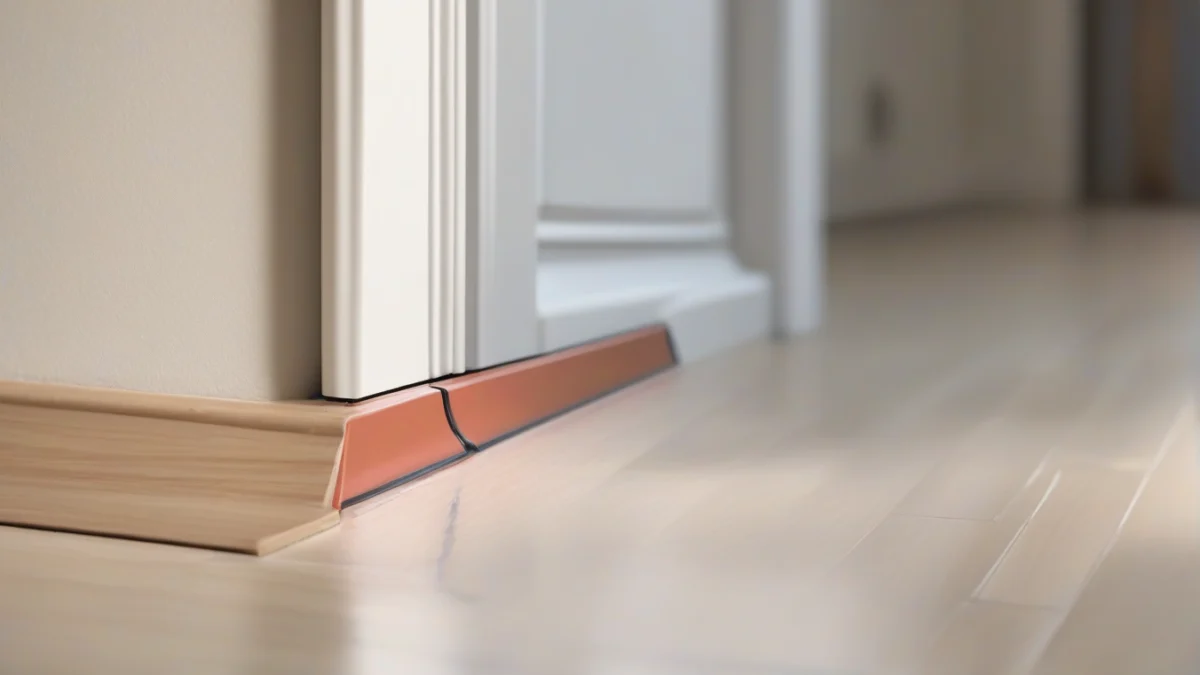 a close-up of weatherstripping applied to prevent heat loss