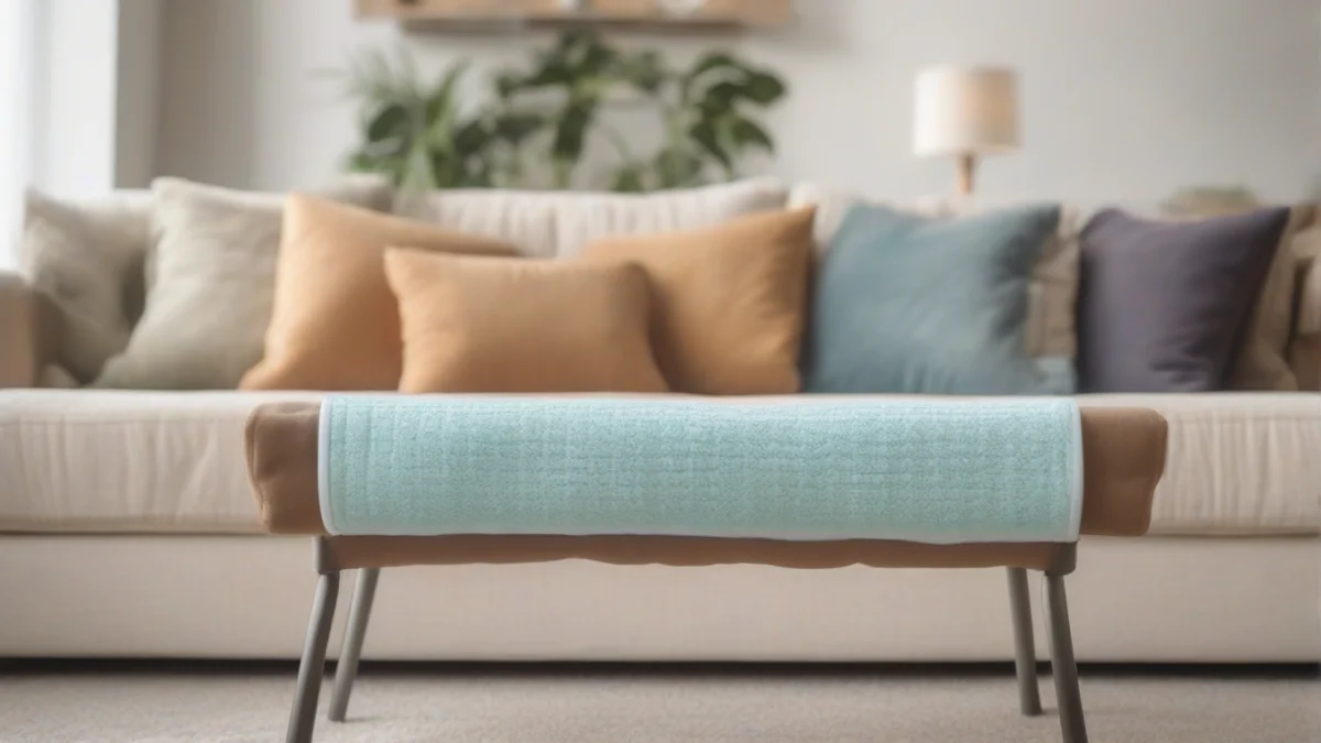 A heating pad placed on a soft couch ready for use