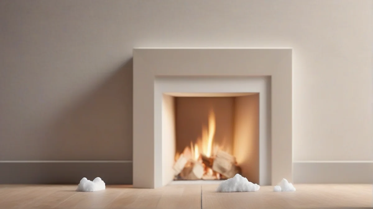 a rigid foam insulation plug blocking a fireplace opening