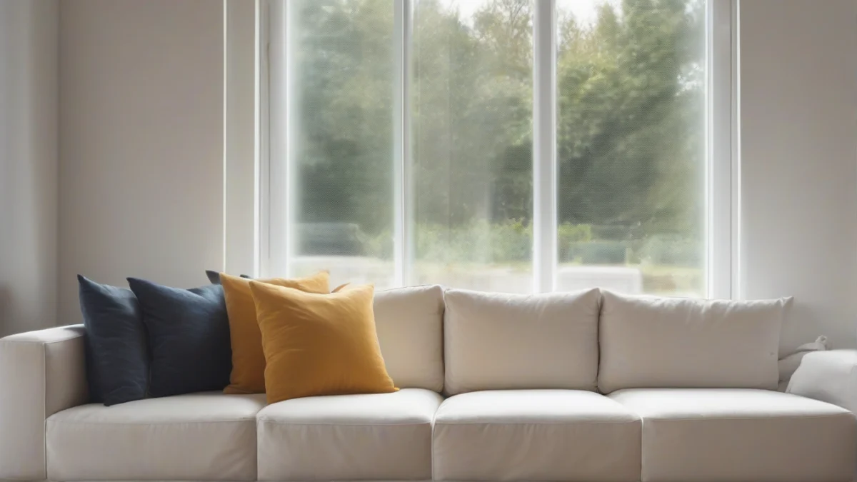 A single-glazed window fitted with a draft excluder to prevent heat loss.