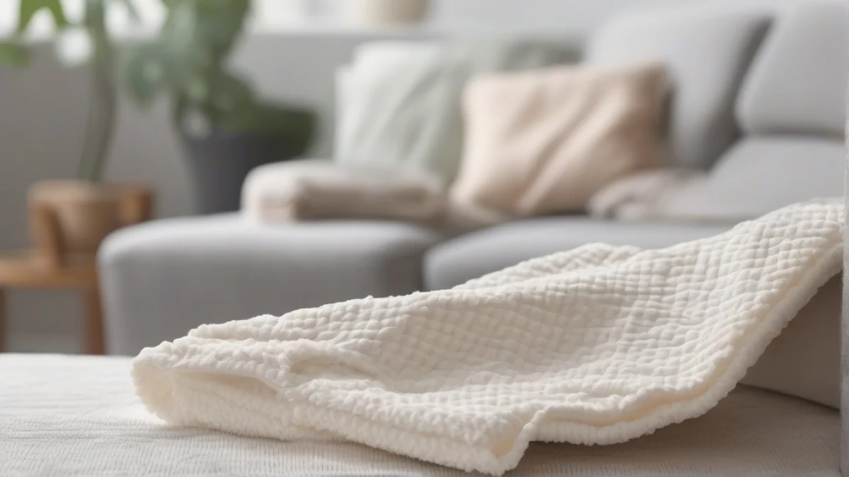 A heating pad placed on a towel on a couch