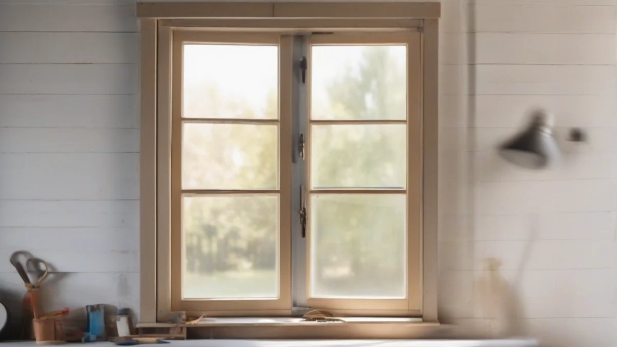 A new double-pane window resting against a wall ready for installation