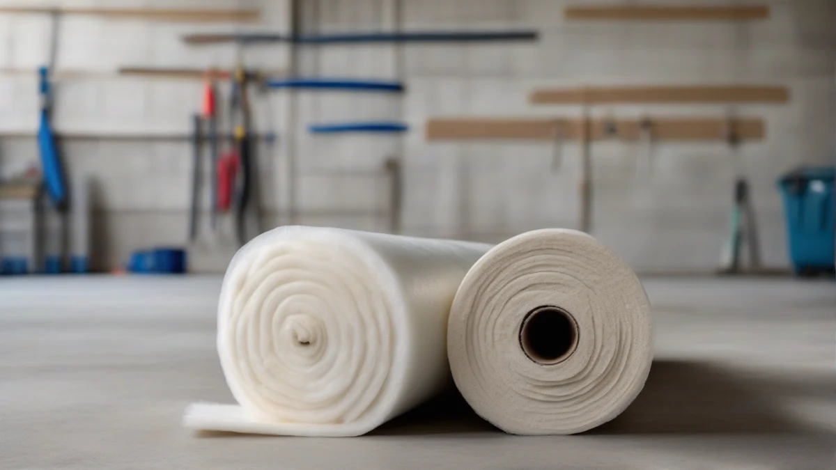 A roll of fiberglass insulation batts ready for installation.