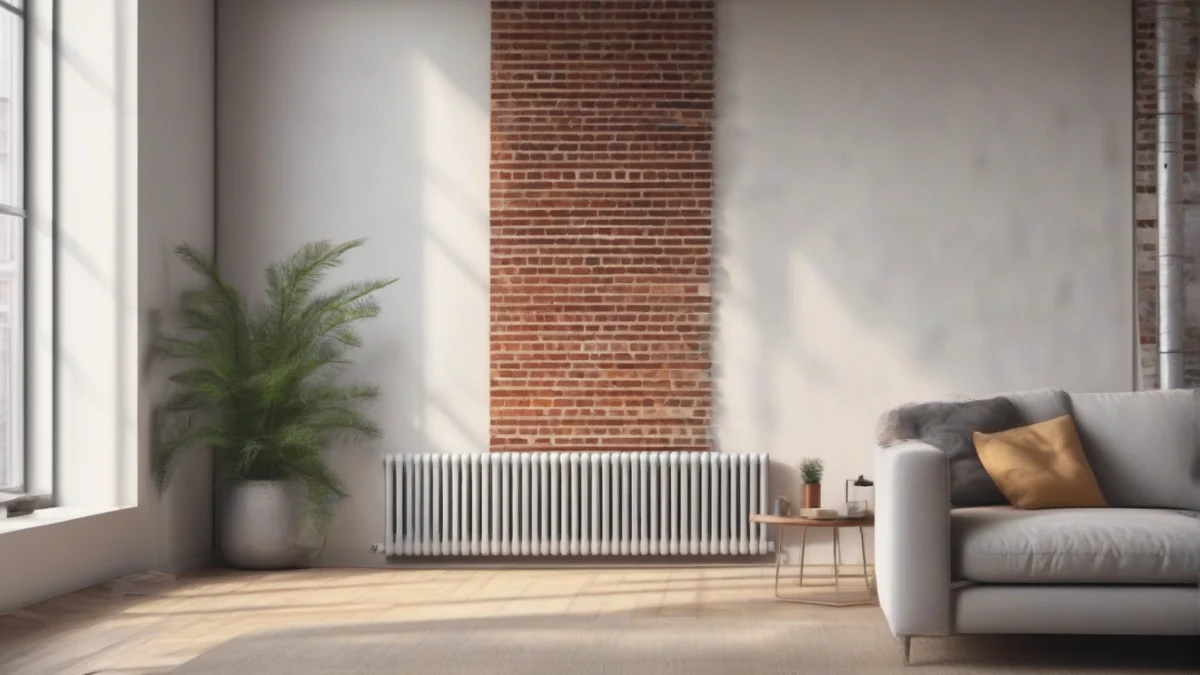 A wall-mounted panel heater in a cozy loft setting.