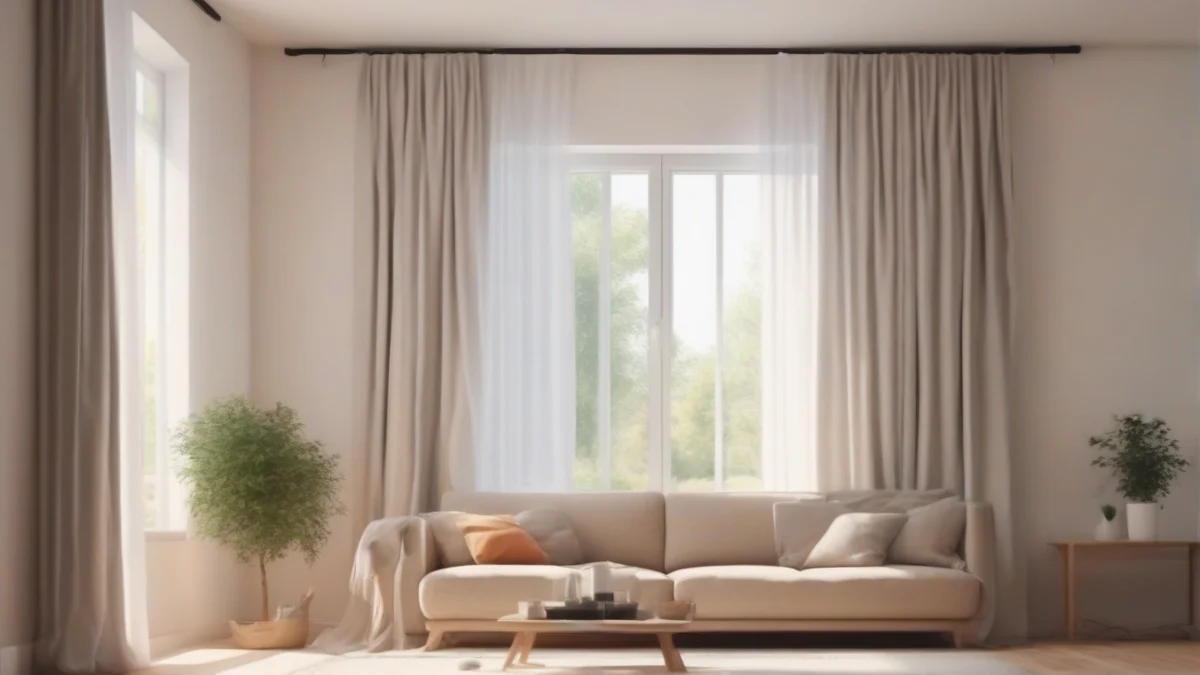 Thermal curtains closed over a window to insulate heat