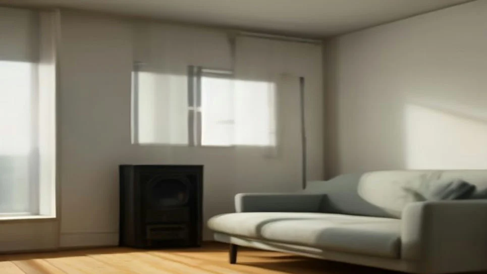 A fan heater positioned next to a cozy sofa in a living room