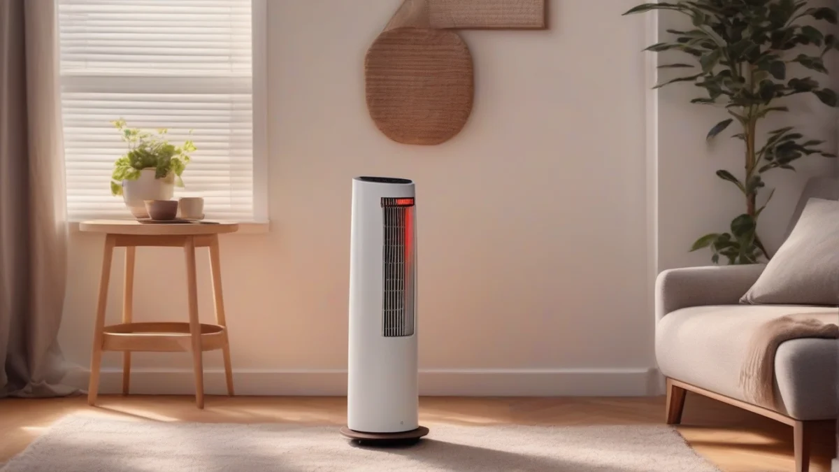 A modern infrared heater emitting warmth in a stylish living space