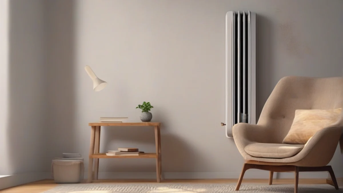mica heater providing warmth next to a comfy reading chair