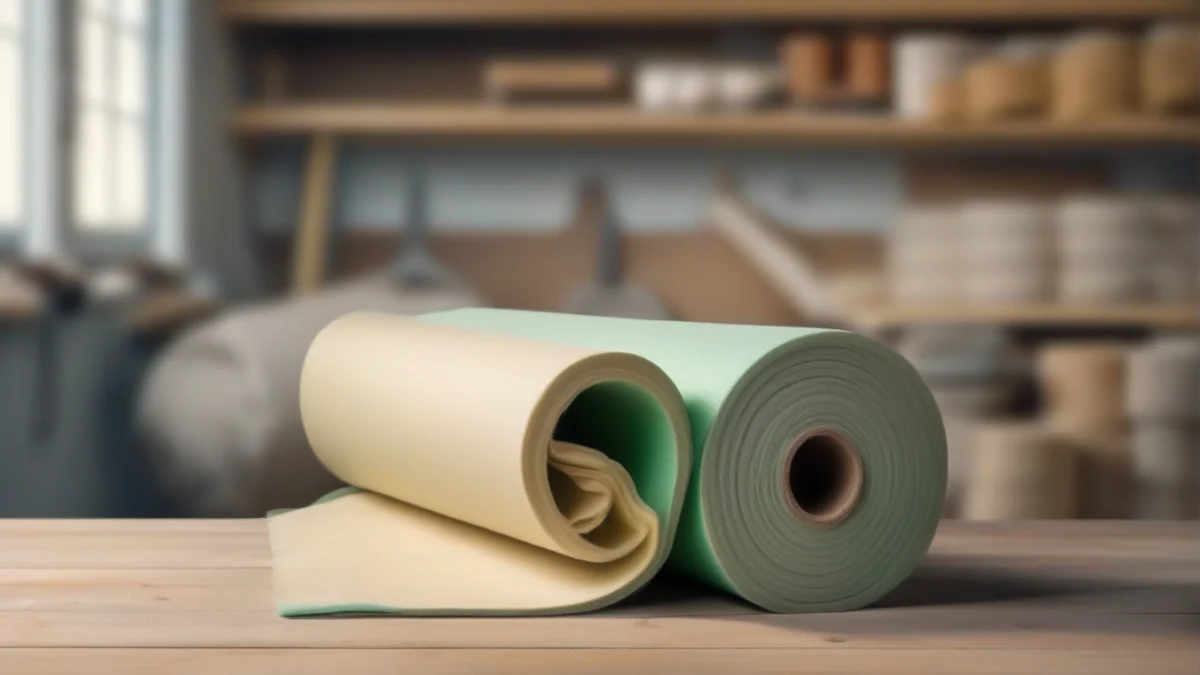 A roll of fabric insulation material ready for installation.