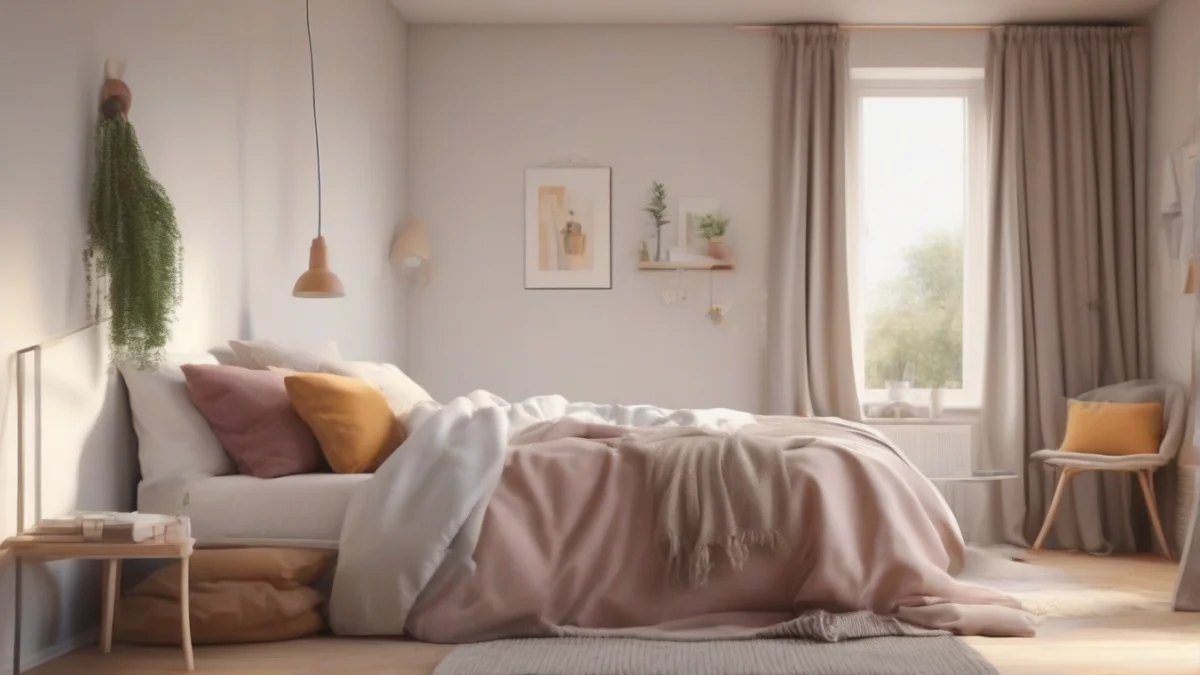 A small insulated bedroom with a fan heater in use