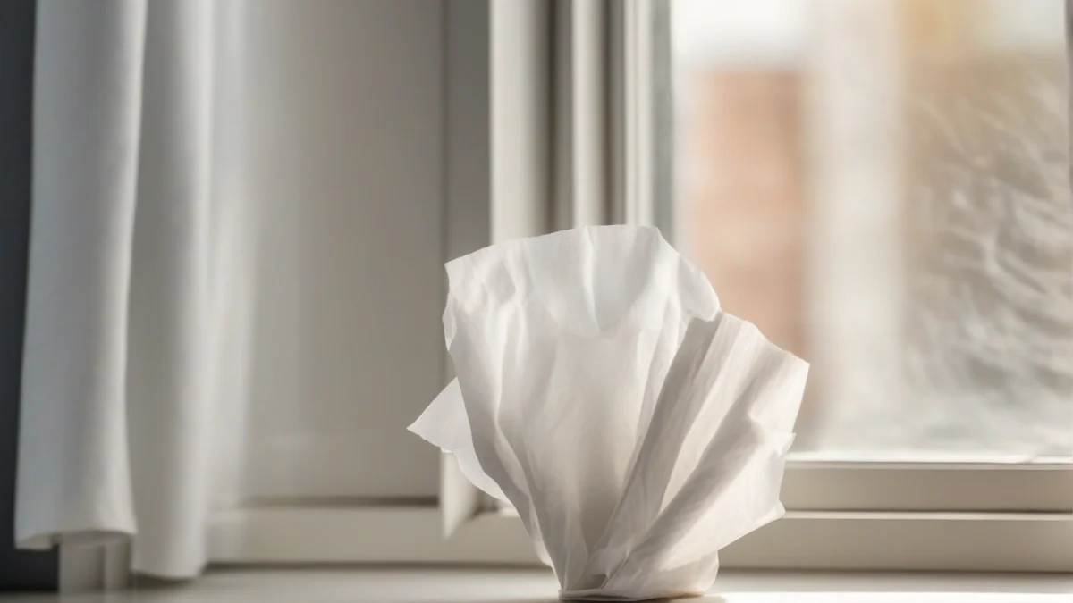 A light tissue fluttering near a window draft