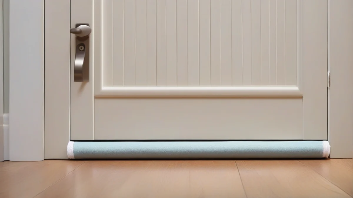 A draft stopper preventing cold air from entering the hallway