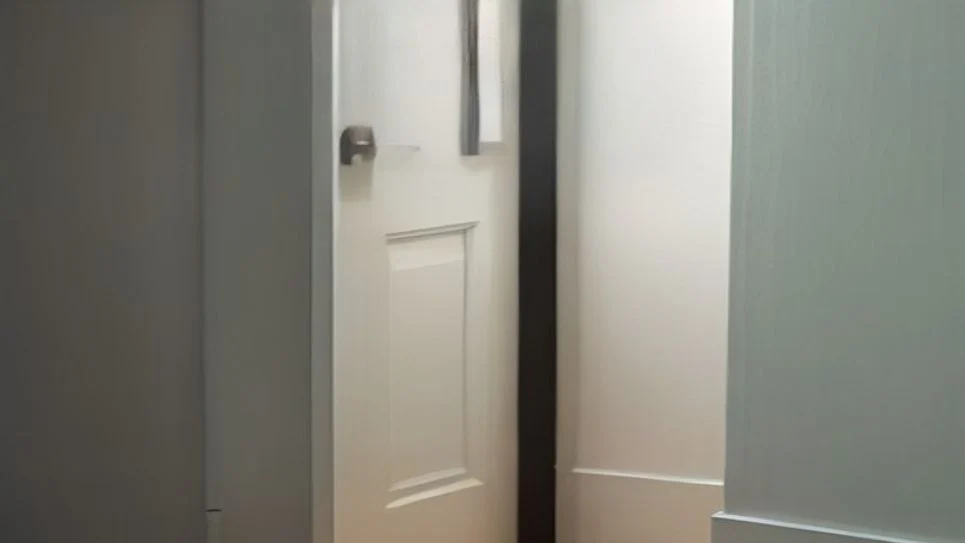 A draft stopper blocking cold air at a door gap