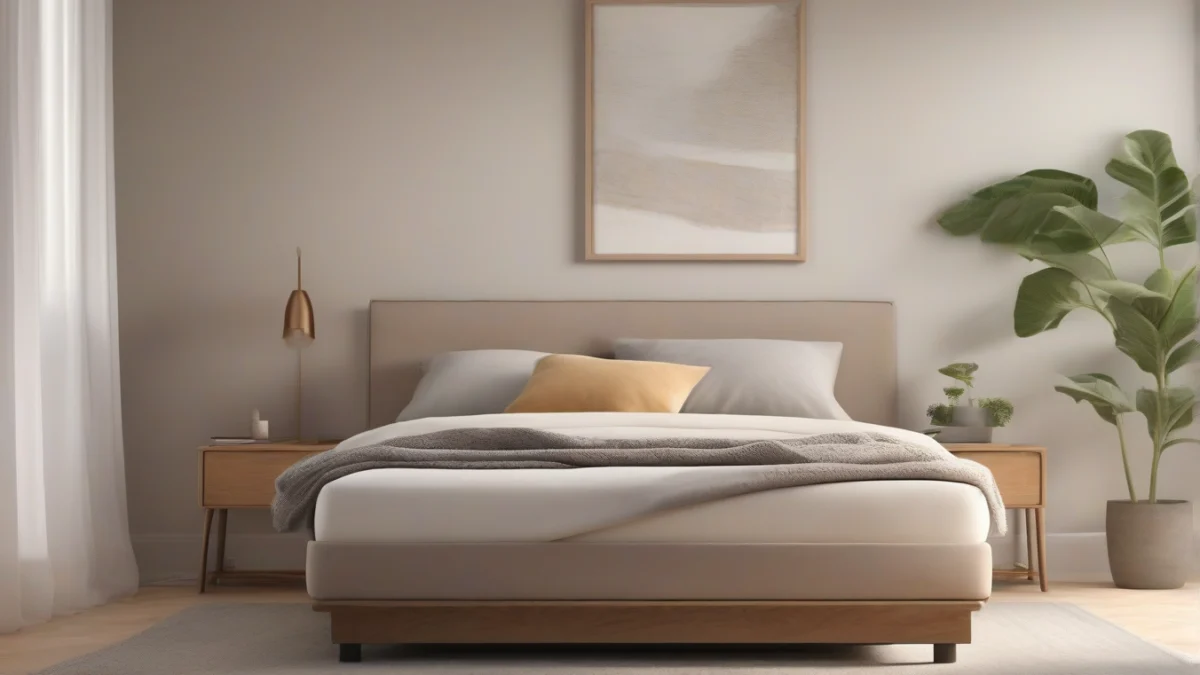 A neatly arranged bed showcasing layers of bedding and a memory foam topper