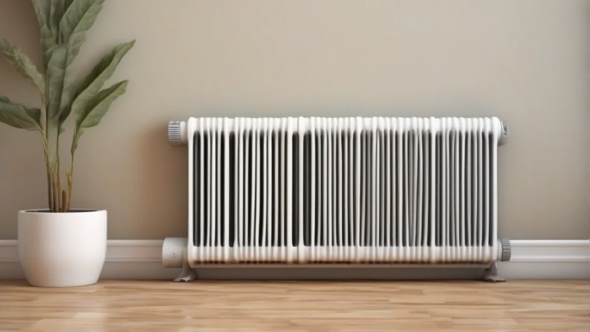 An oil-filled radiator heater providing warmth in a cozy room