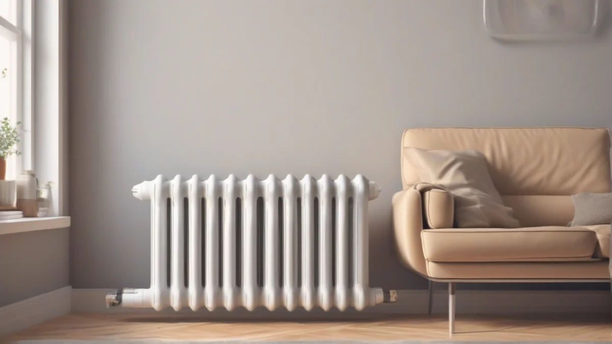 An oil-filled radiator heater standing on the floor
