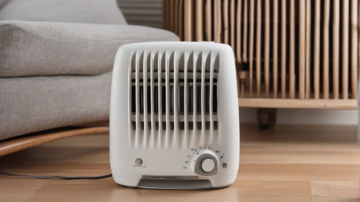 a fan-forced ceramic space heater providing heat in a drafty room