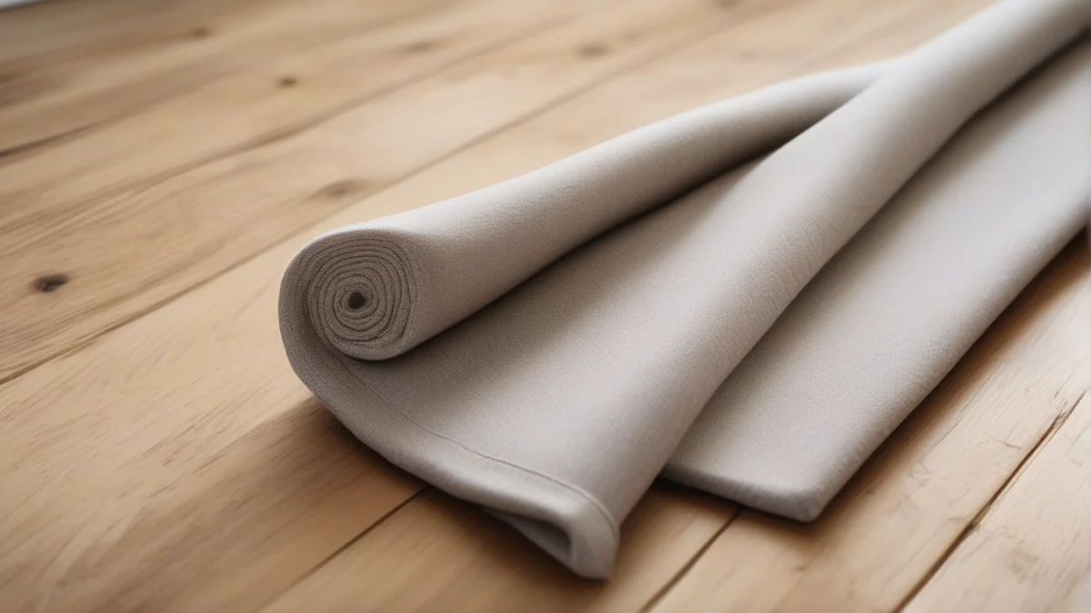 a fabric draft stopper placed at the base of a door