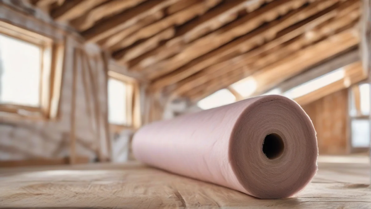 A roll of insulation material ready to be installed in an attic