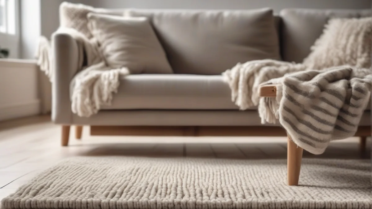 A thick wool rug adding warmth and comfort in a living room