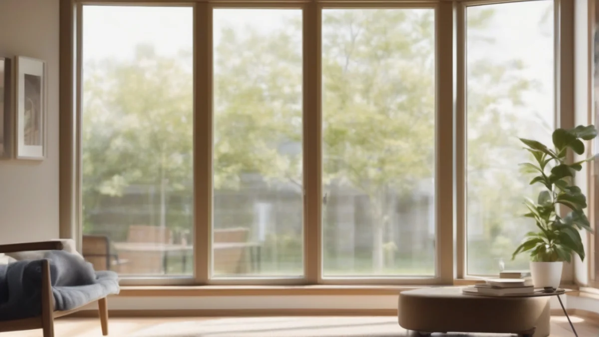 A close-up of a double-pane window with energy-efficient coating