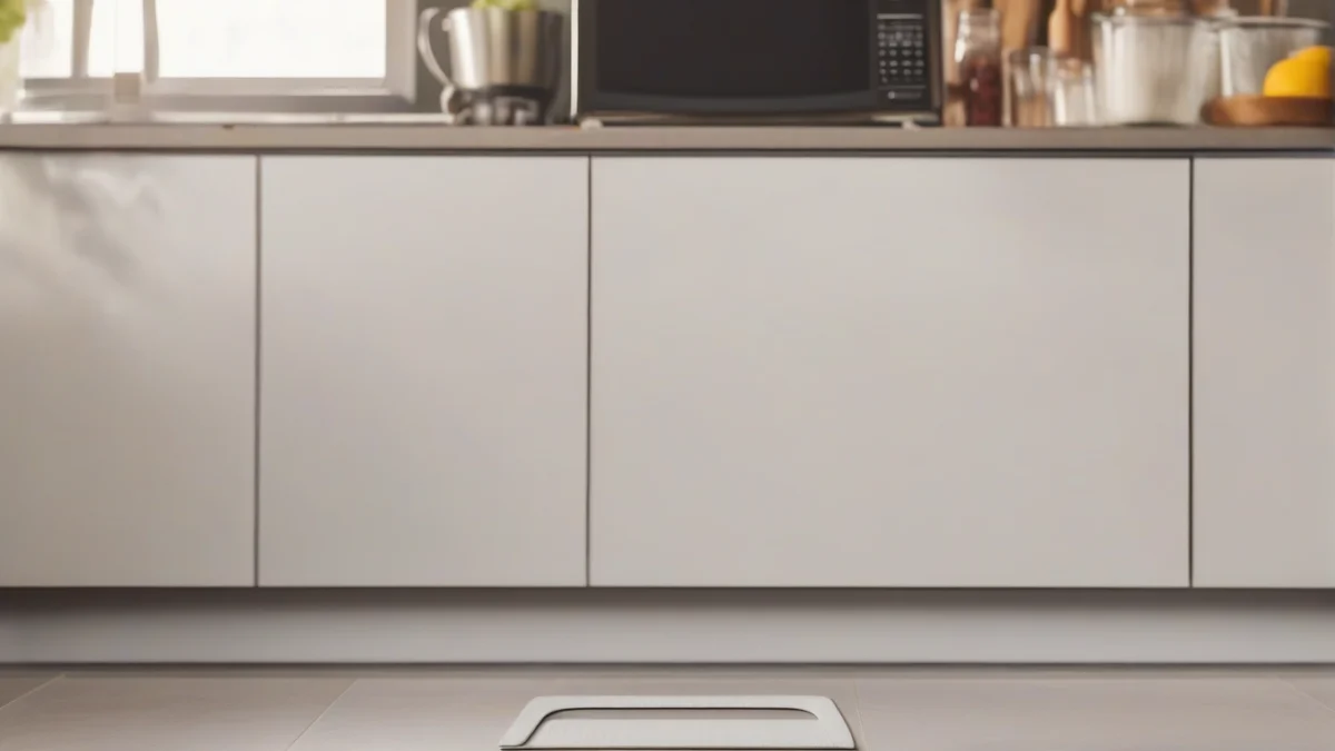a view of an insulated kickboard beneath a cabinet
