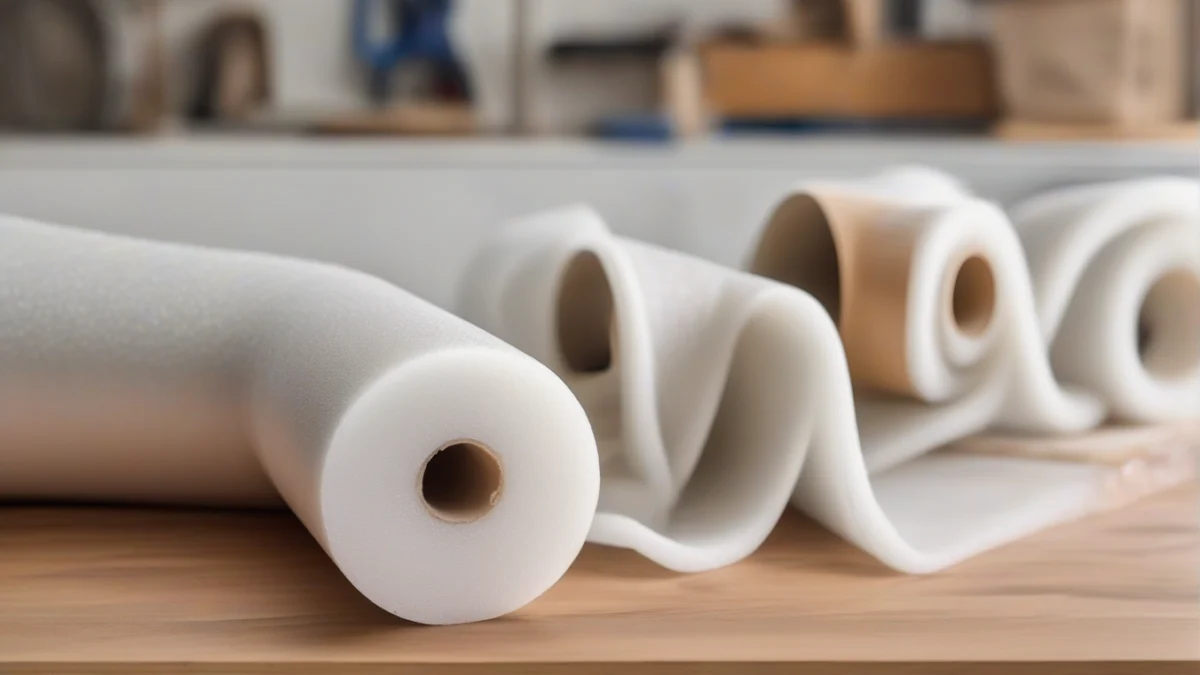 A roll of acrylic foam insulation material for window recesses