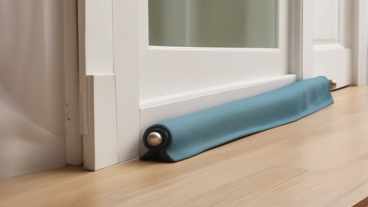 A fabric draft stopper preventing cold air from entering