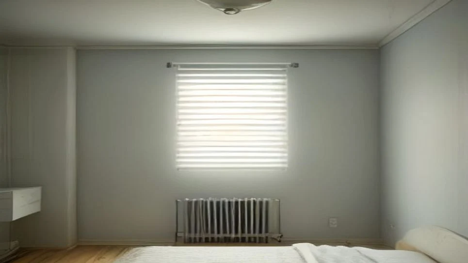 An oil-filled radiator heater providing warmth in a guest room