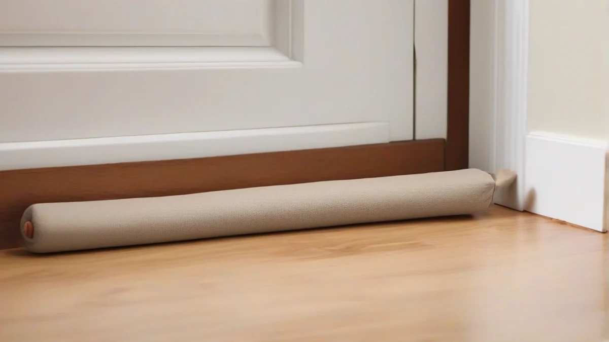 a draft stopper blocking cold air under a door