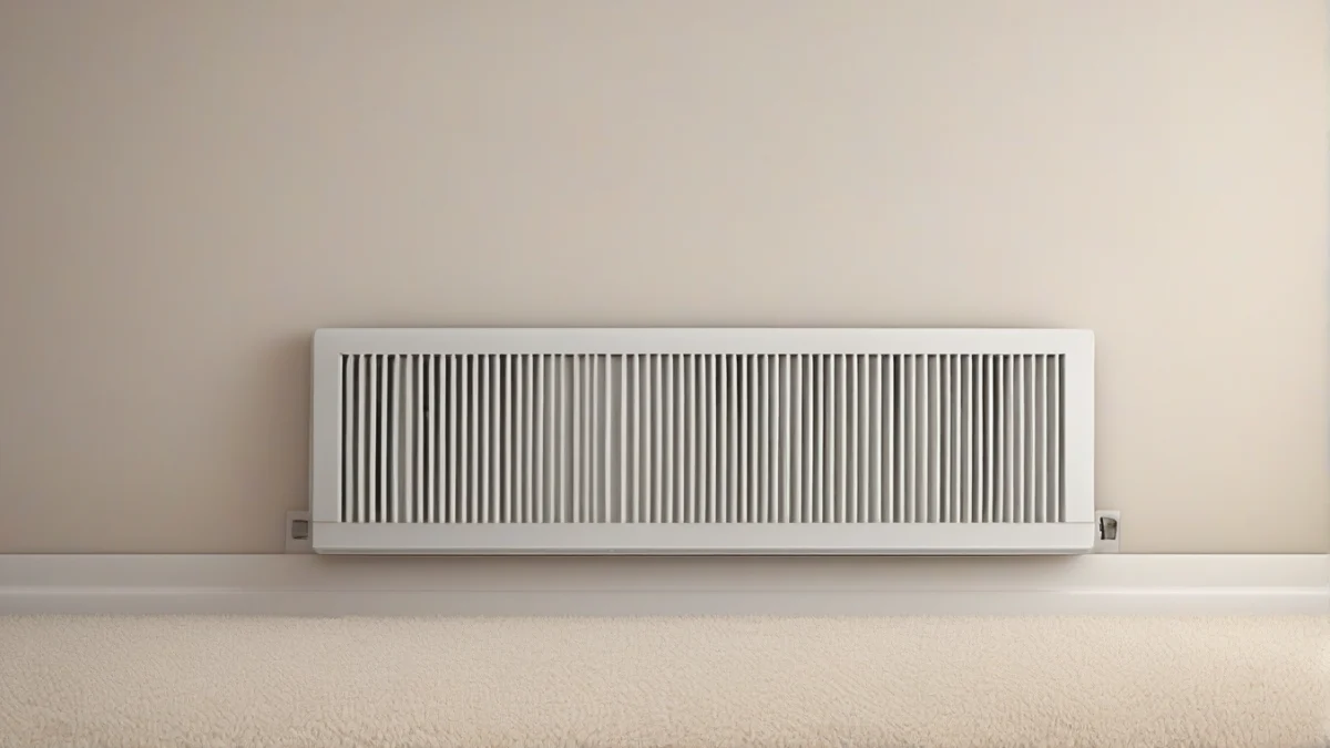 A closed HVAC vent with dust on its surface