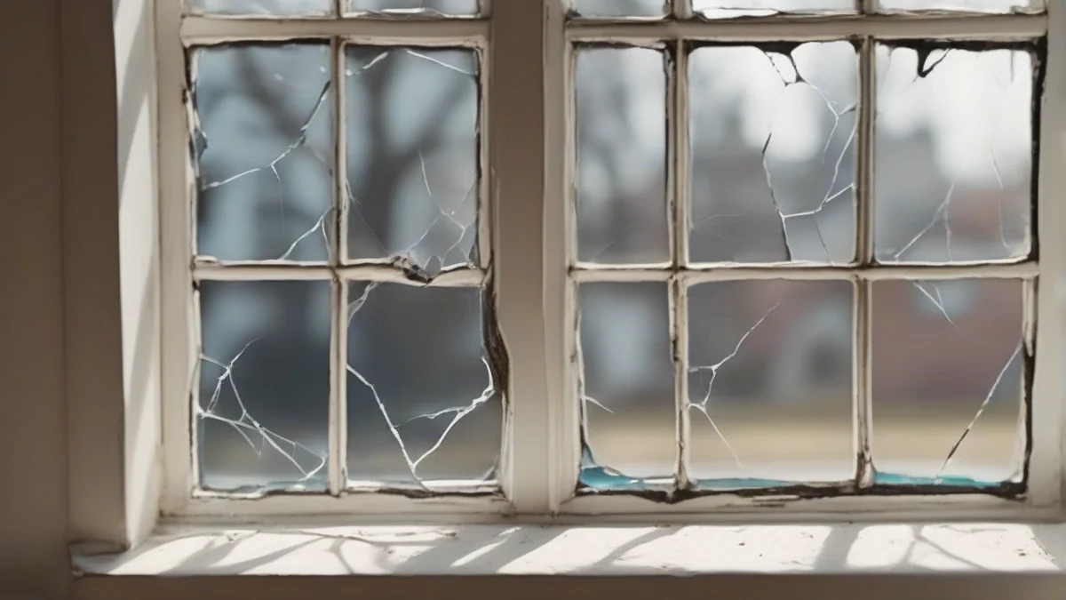 A cracked window frame allowing air to escape