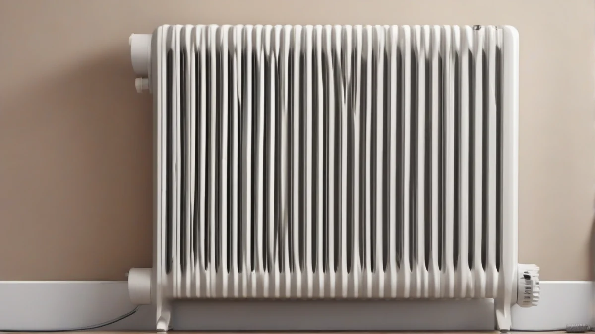 An oil-filled radiator heater positioned safely in a study room