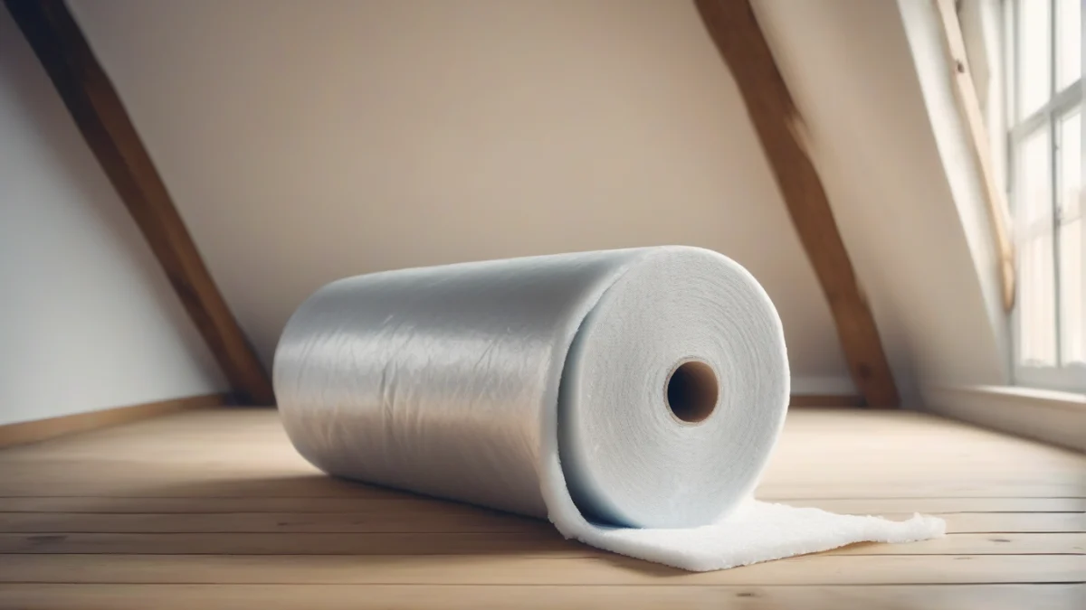 a roll of insulation material ready for installation in an attic