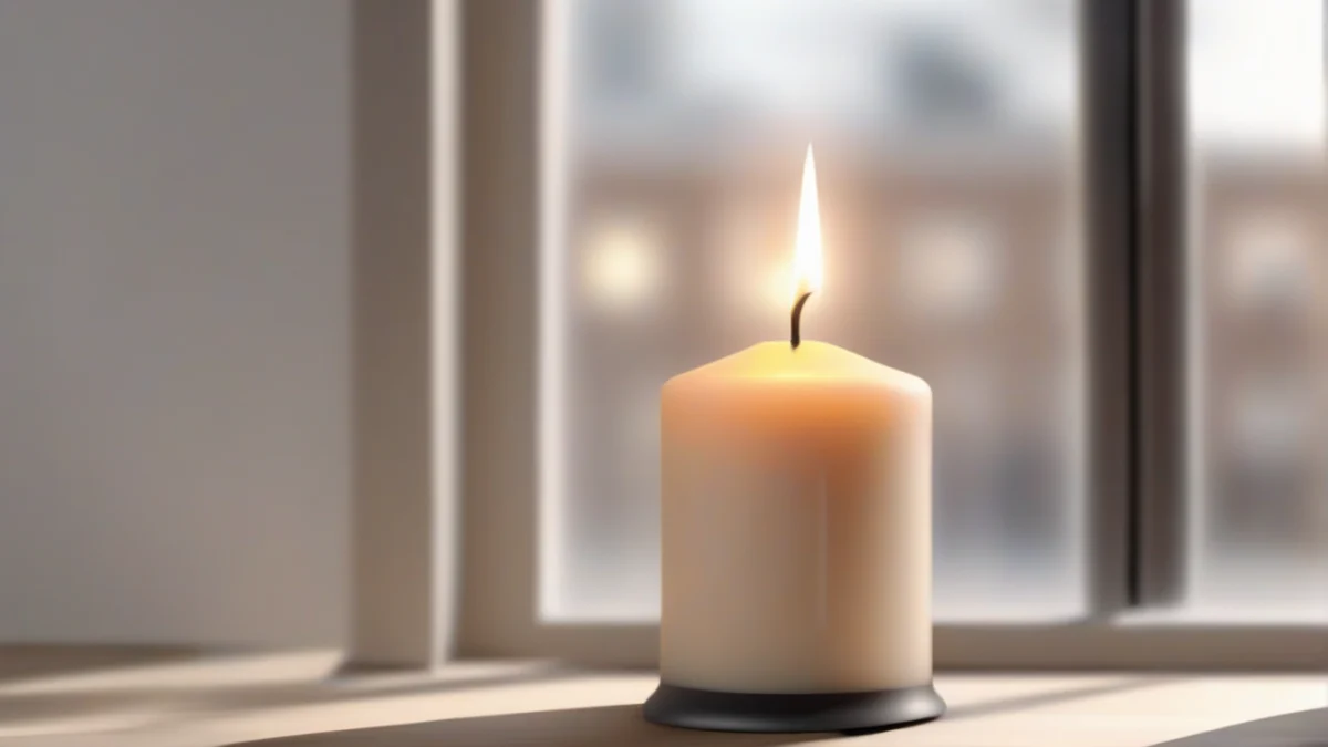 A lit candle placed near window corners to detect drafts