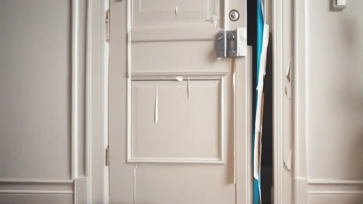 worn and cracked weather stripping visible on a door frame