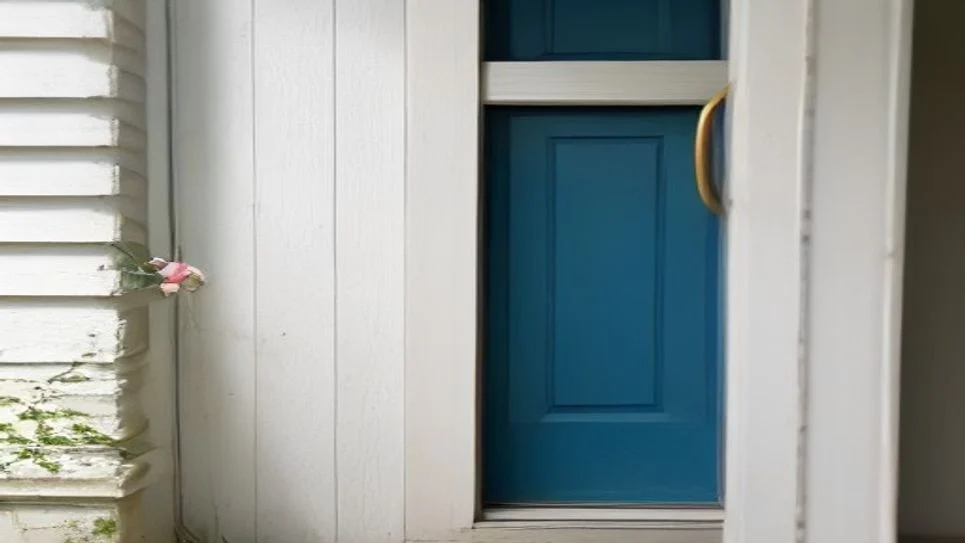 A door draft stopper placed at the base of a porch door preventing cold air entry