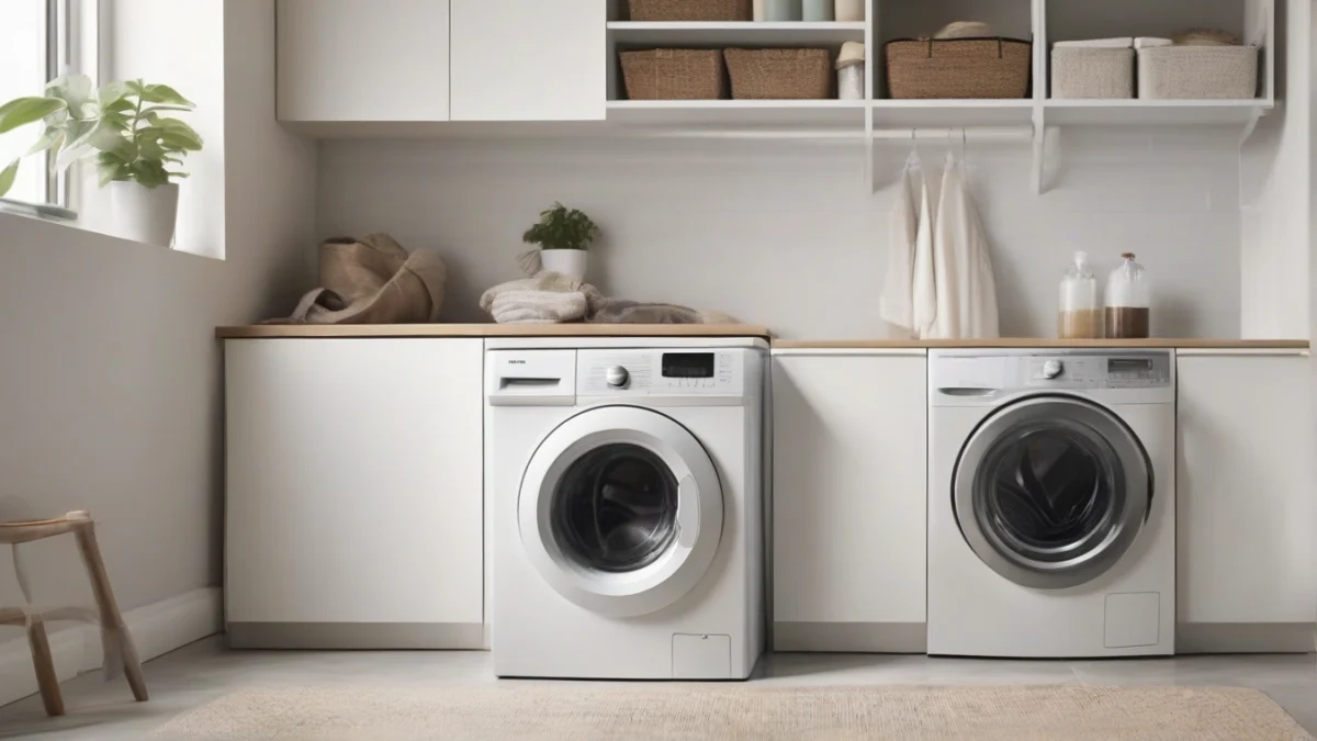 a washing machine with door draft stoppers blocking cold air