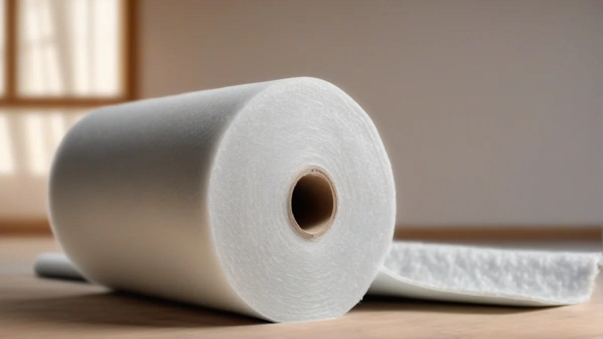 A roll of insulation material ready for installation in a basement