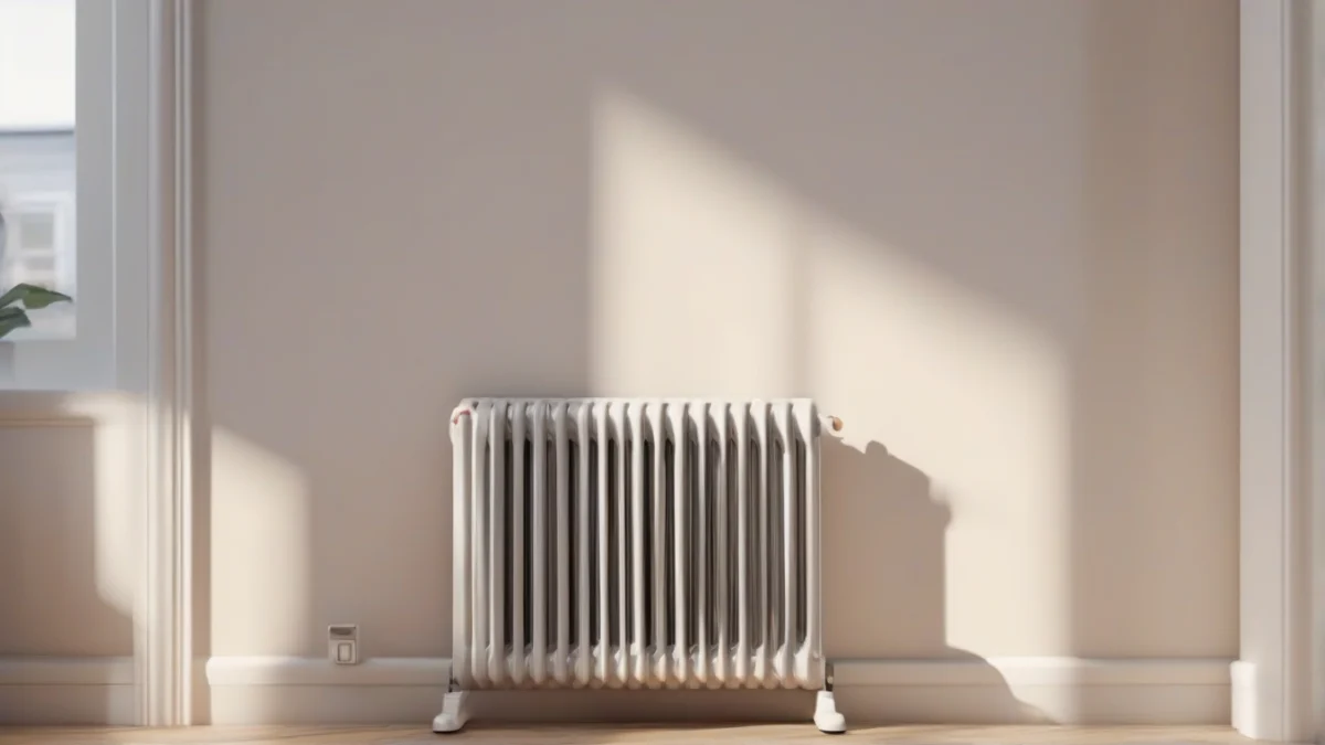 A warm oil-filled radiator heater in a small bedroom