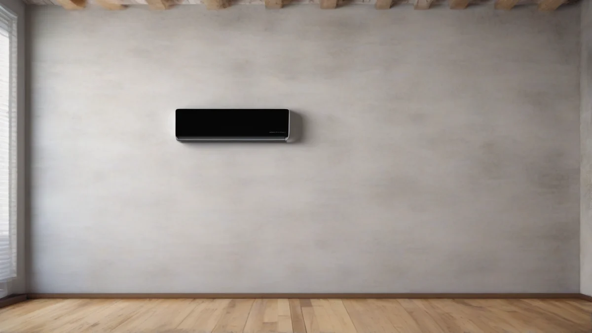 A mounted heater positioned low on a wall in a loft