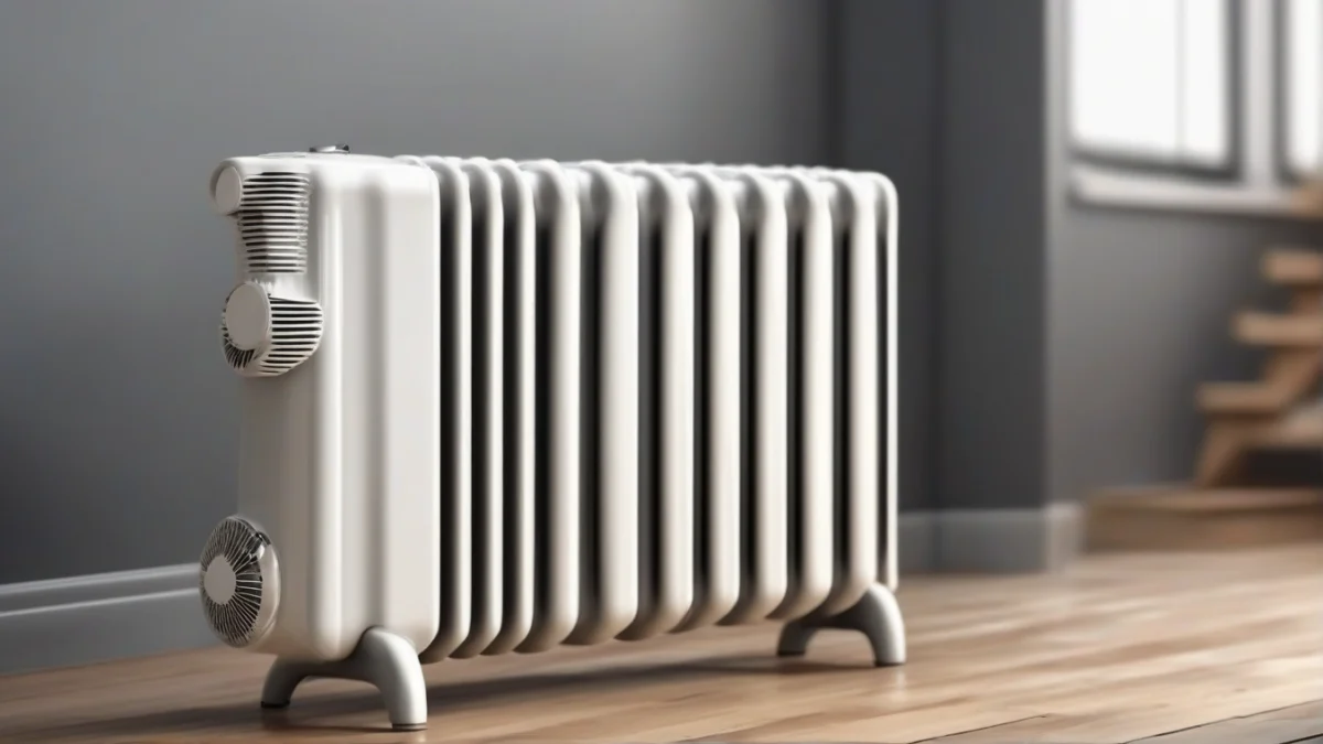 An oil-filled radiator heater warming a loft room