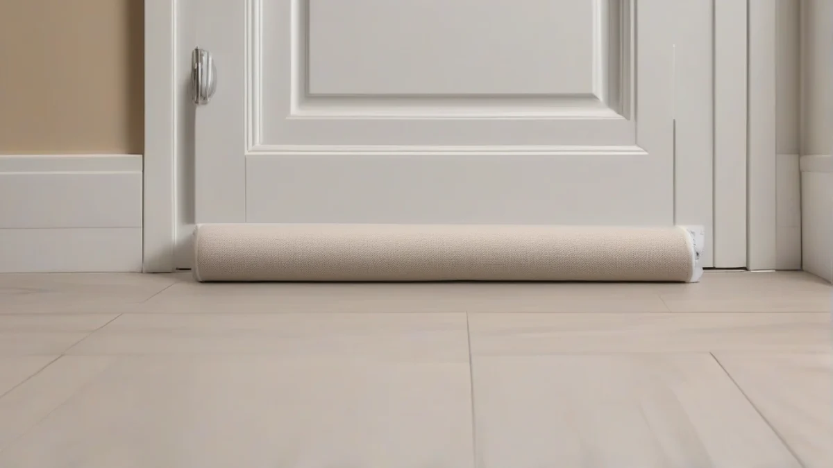 A draft stopper blocking cold air under a door