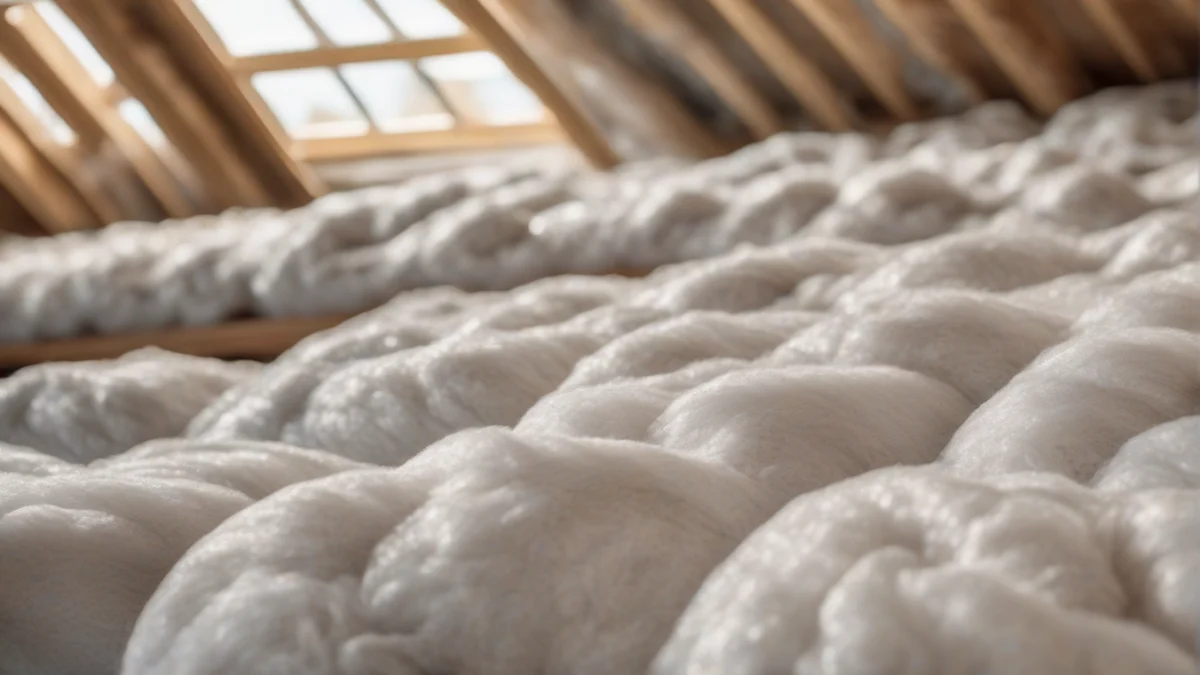 insulation batts installed between wooden beams in an attic
